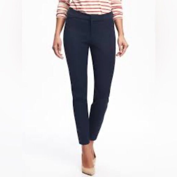 Old Navy The Pixie Mid-Rise Ankle Pants Skinny Navy 10 Tall - Picture 1 of 9